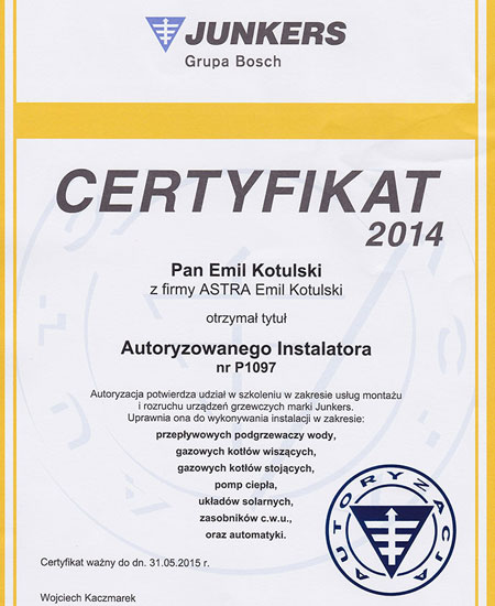 Certyfikat Super Hydraulik Wrocław